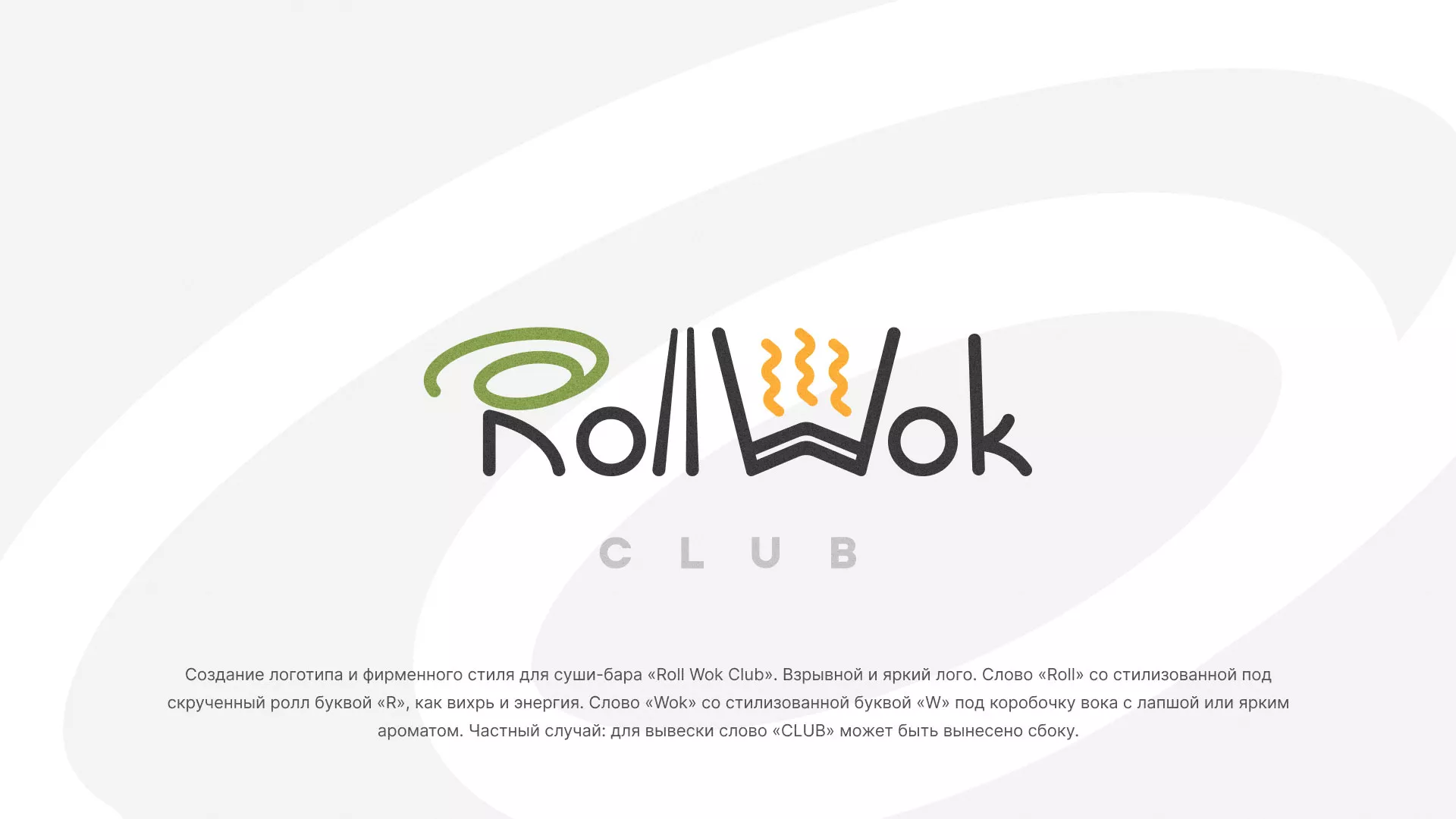 Разработка логотипа и фирменного стиля суши-бара «Roll Wok Club» в Анапе